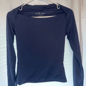 Pink Rose Navy Long Sleeve Top